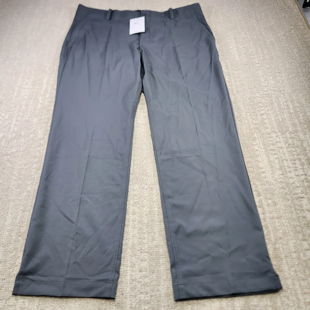 Nike Golf Pants Men 36x30 Flex Standard Fit Gray Elastic Waist Chino NEW